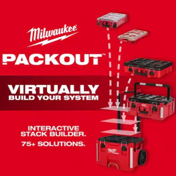Milwaukee PACKOUT 22 in. Medium Red Tool Box with 75 lbs. Weight Capacity - Heavy Duty Storage Organizer