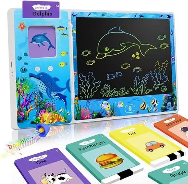 Talking Flash Cards with LCD Writing Tablet for Toddlers 3-5 - Speech Therapy Toys for Autistic Kids - 224 Sight Words Educational Cards