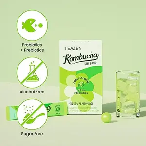 TEAZEN Shine Muscat Kombucha Powder, Electrolyte Powder & Hydration Drink Mix, Sugar Free, Live Probiotics & Prebiotics, On-the-Go 10 Packets, 1.76oz