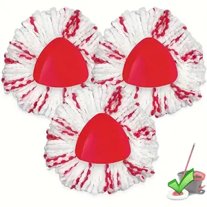 3-Pack Microfiber Spin Mop Replacement Heads, Microfiber Mop Refills, Easy Replace Cleaning Design, Durable & Efficient Household Cleaner Accessories