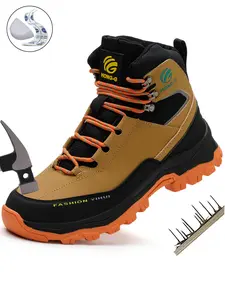 Steel Toe Work Shoes for Men Lightweight Comfortable Breathable Anti-smash Anti-Punctur Slip Resistant Water Resistant Industrial & Construction Work Indestructible Safety Sneaker for Outdoor Work Waterproof Safety Shoes