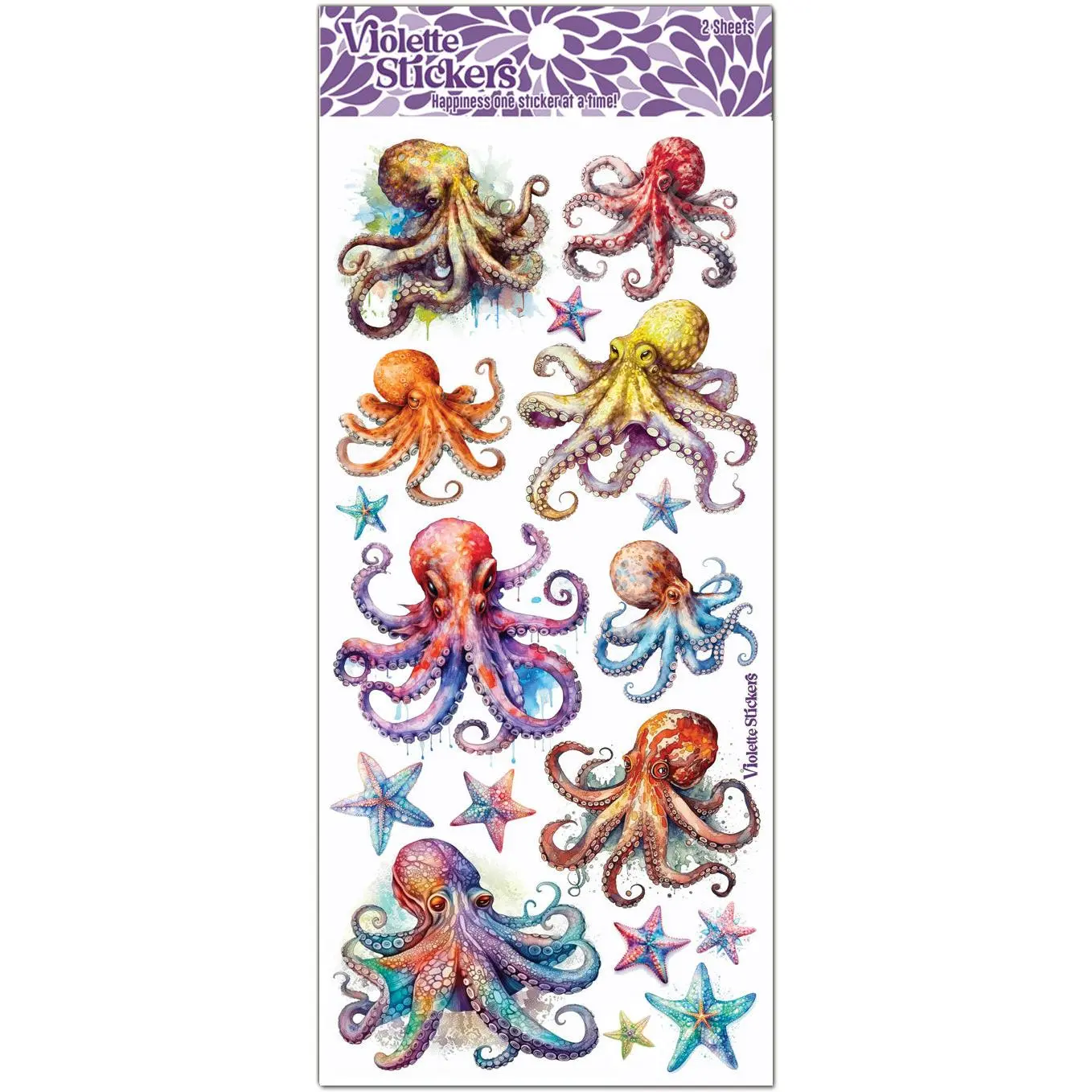 C255 Octopus and Starfish Stickers