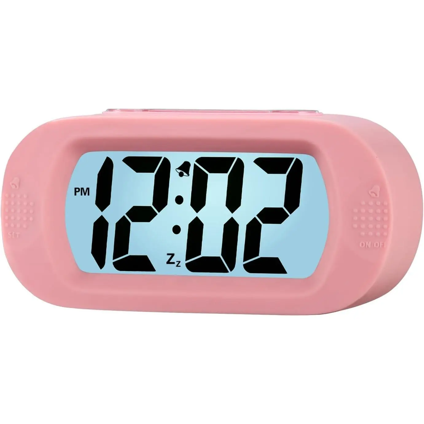 Kids Alarm Clock Large Digital LCD Travel Alarm Clocks with Snooze and Night Light - Ascending Sound and Handheld Size - Best Gift for Kids (Baby Pink)