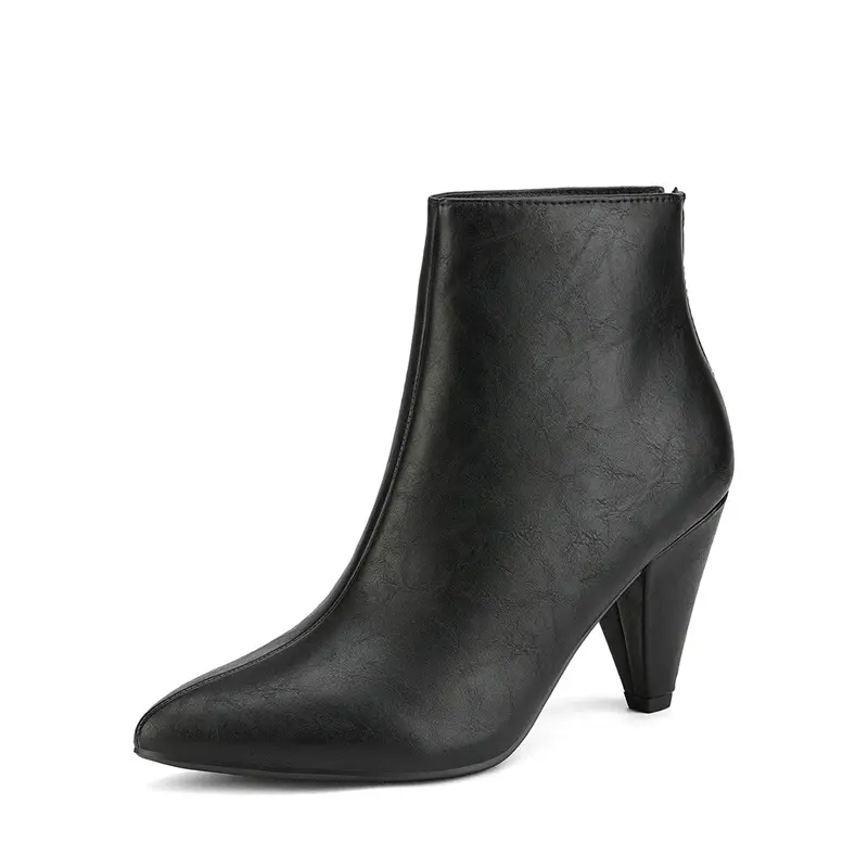 Dream Pairs Women's Pointed Toe High Heel Ankle Boots with Back Zip, Faux Leather & Suede Upper, Soft Fabric Lining for All Seasons, Tpr Out-Soles, Comfortable Footwear