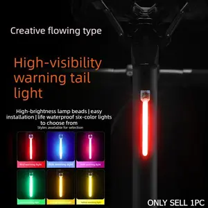 USB Rechargeable Bicycle Tail Light, Flowing LED Mountain Bike Lamp, Night Riding Road Bike Gear, Bright Creative Accessory