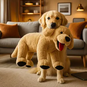 1pc Giant 40cm/70cm Golden Retriever & Labrador Retriever Puppy Plush Toy - Large Soft Stuffed Dog Doll for Medium/Large Dogs, Cuddly Companion, , Gift, Durable Indoor Play for Puppies & Pets