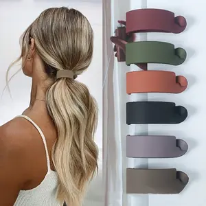 6pcs Frosted Banana Clips, Back-Of-Head Horizontal Clip, Ponytail Hair Clip for Women, Elegant Hairstyle Accessory, New Headwear