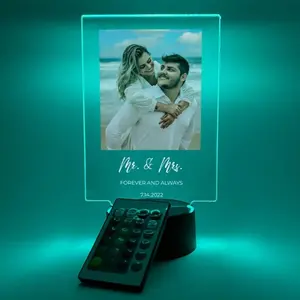 Mirror Mania Custom LED Name & Photo Display - Personalized Acrylic Gift for Couples, Friends, Anniversaries, Weddings, Multiple Color Options