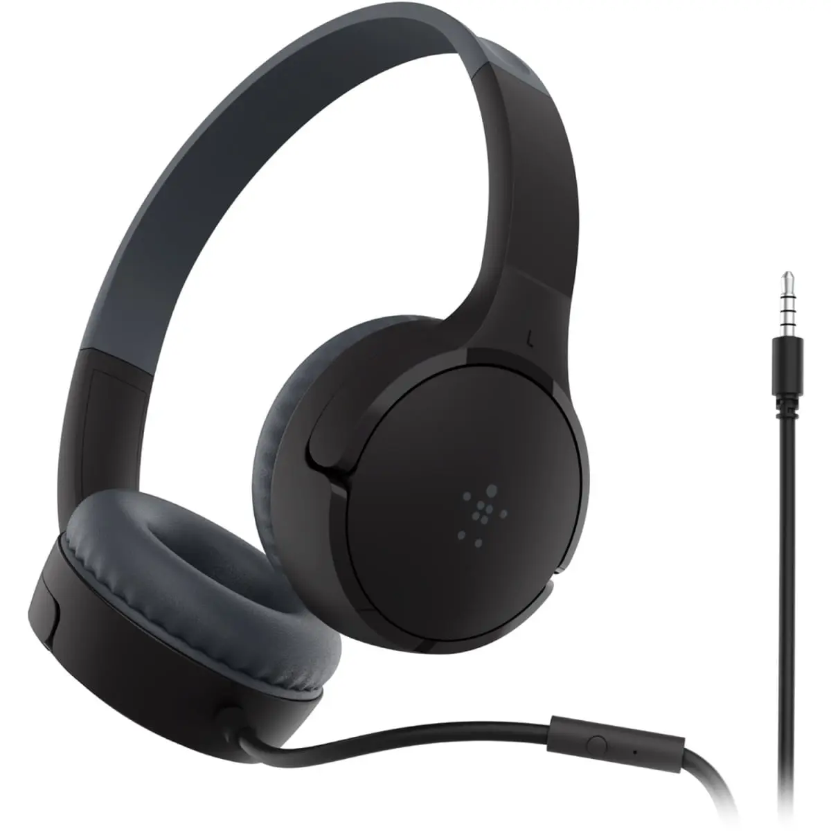 Belkin AUD004btBK Wired Headphones for Kids - Adjustable Fit, Audio Protection, Secure Cable Connection
