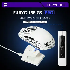Furycube G9 PRO Gaming Mouse PAW3311 Lightweight Ergonomic Wireless Bluetooth Rechargeable Esport Mouse with AI Digital Display & Magnetic Charging Base BK3633