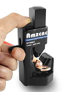 AMZCNC Hammer Lug Crimper Tool - Perfect for Battery & Welding Cables (8 AWG to 4/0 Gauge)!