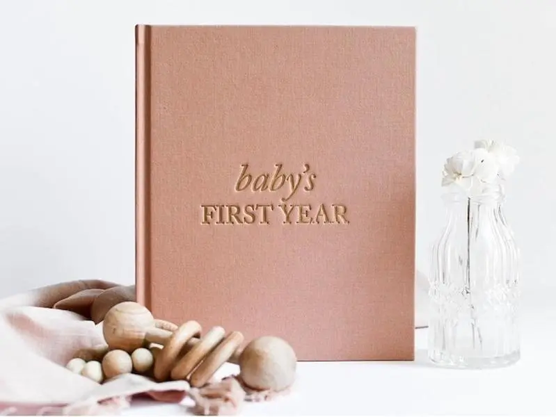 Baby Memory Book & Baby Photo Album | Baby Shower Gift for New Mom | Boy or Girl Milestone Scrapbook for Expecting Mom | First Year Journal