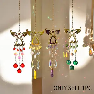 1 Angel Wind Chime, Exclusive For Garden Enthusiasts, Angel Wind Chime Light-Catching Hanging Ornament, Indoor And Outdoor Window Hanging Garden Decoration, Rainbow Maker, Hanging Crystal Prism Decoration, Unique Gift For Nature Lovers