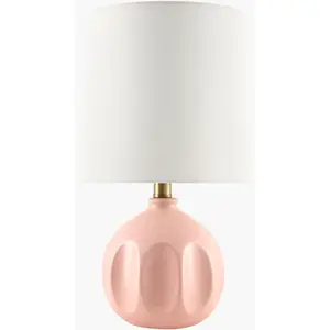 Metallic Rose Gold Modern Table Lamp with global details for bedside or console tables