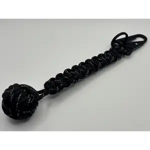 Handmade Monkey Fist Paracord Keychain (Black) Emergency Tool Handmade Monkey Fist Paracord Keychain (Black) Emergency Tool