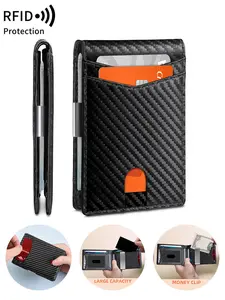 Men's Rfid Protection Wallet, Thin Dual-Fold Design, ID Window and Money Clip, Durable, Perfect Gift for Him, Christmas & Valentine's Day, Anti Theft Wallet