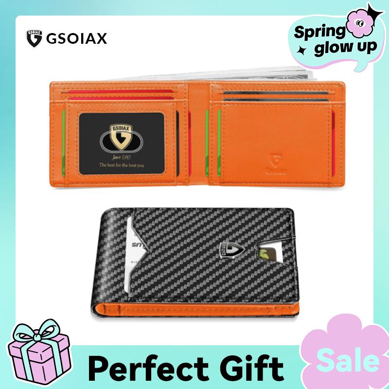 GSOIAX Men's Slim Wallet with RFID Blocking Men gifts Holidays Best Gift Ideas
