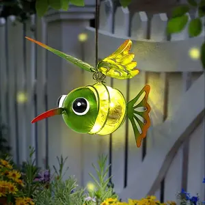 1 Piece Outdoor Garden Decoration Insect Hanging Light - Hummingbird Solar Lantern with Detachable Hook & Spring, IPX4 Waterproof, Suitable for Courtyards, Lawns, Pathways, Patios & Balconies, Patio Hanging Lights, Solar Landscape Lights