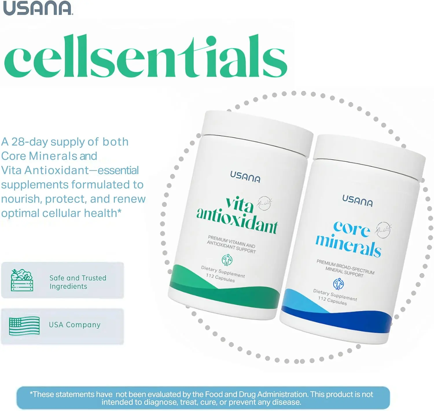 USANA CellSentials Core Minerals & Vita Antioxidant with InCelligence  Technology - 112 Tablets - 28 Day Supply - Essential Vitamins & Ultra-Trace  Minerals - Supports Total Body Health viramins magnesium Men's Healthcare  Fitness - TikTok Shop