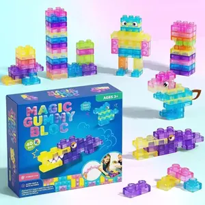 Soft Gel Jellies Building Blocks Set, Non-Toxic Sensory Toy, Safe Stretchy Playset for Kids, Early Learning Stem Toys, Ages 3+