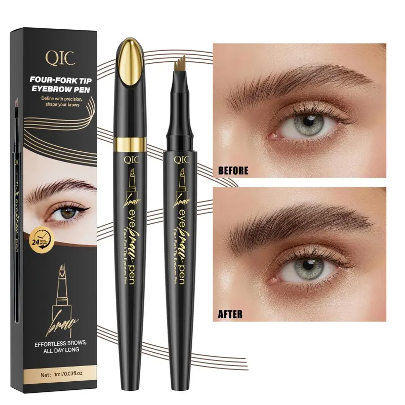 2PCS 4-Forked Micro-Carving Eyebrow Pen - Waterproof Pen, Smudge-Proof Wear, Clear Root & Hair-Like Effect, Simple Strokes, Eyebrow Filter Shaper, Tint & Gel Function for Daily Makeup