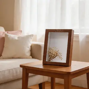 Wooden Display Frame for Mother, DIY Acrylic Transparent Box, Photo and Small Decor Organizer, Artistic Picture Frame, Mother's Day Gift