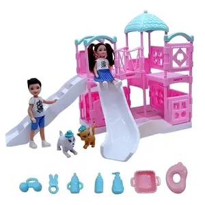 Simulation Doll Amusement Park Mini Slide Ice Cream Truck Set, 5.5 Inch Doll Kit, Unisex Toy, Perfect for Kids