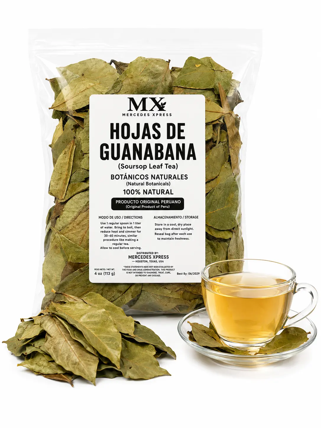 Hojas de Guanabana | Hojas de Guanabana MX Te de 4oz | Soursop Leaf Herbal Tea | Wildcrafted 100% Natural Herbal | non-GMO