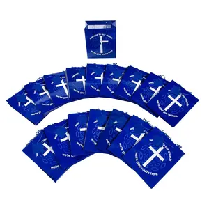 7 1/2" x 9" Bulk 96 Pc. Medium Blue Welcome to Our Church Paper Gift Bags with Tags
