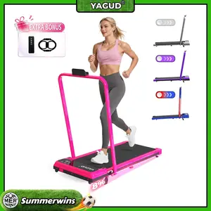 【SUMMERWINS】 YAGUD Foldable Adjustable Incline Treadmill, Low Noise Motor Walking Pad, 265lbs Weight Capacity, Remote Control & Wheels for Easy mobility, Dual Shock Absorption System Home Gym Equipment, Home Workout Equipment