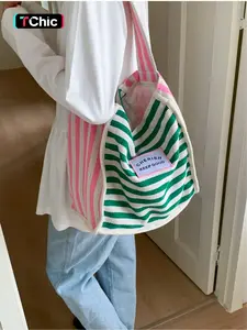 Women's Striped Pattern Lightweight Tote Bag, Casual Versatile Shoulder Bag for Commuters and Students, Trendy All-match Bag for Daily Use