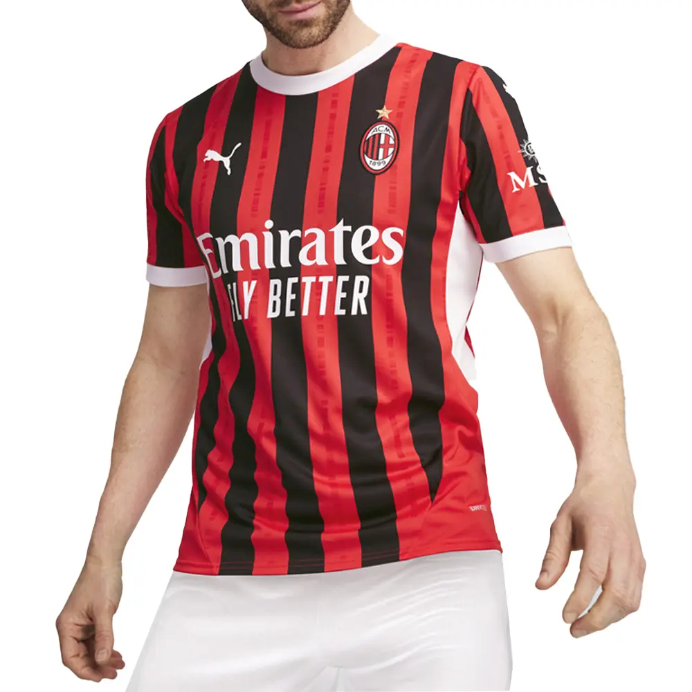 PUMA Mens Ac Milan Home Crew Neck Short Sleeve Jersey Casual - Red