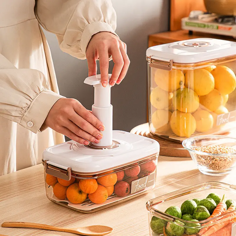 Transparent Square Plastic Kitchen Vacuum Sealer Container with Container Jar Sealers for Food Preservation