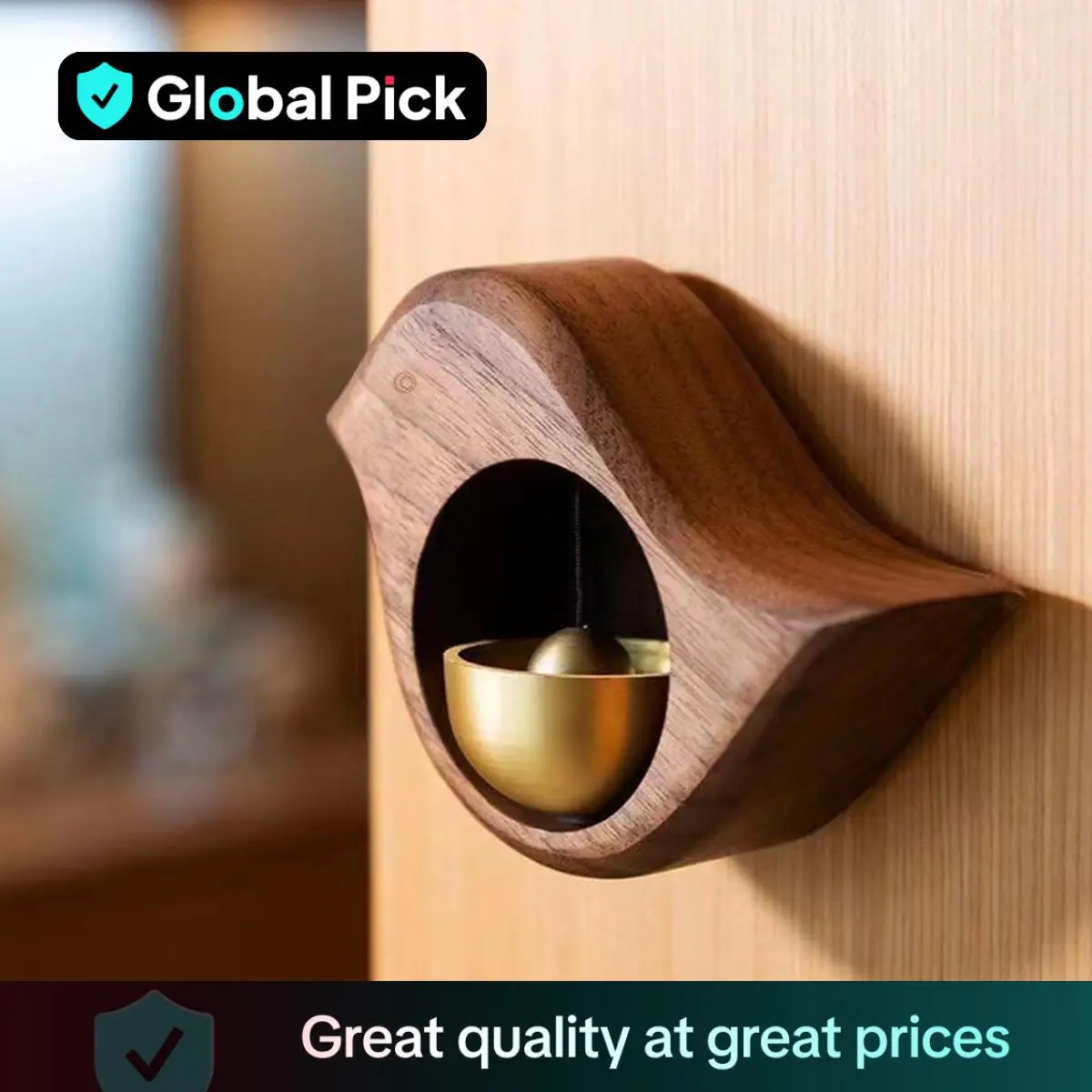 Wooden Entrance Doorbell, Decorative Cute Cartoon Bird Design Chimes Decoration Reminder Bell, Modern Room Wall Decor for Home Living Room Garden Deco