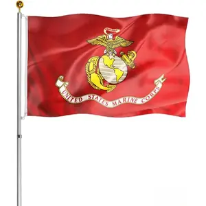 United States Marine Corps Flag 3x5ft Outdoor - UV-resistant and fade-resistant. United States Marine Corps Flag Banner with brass eyelets.