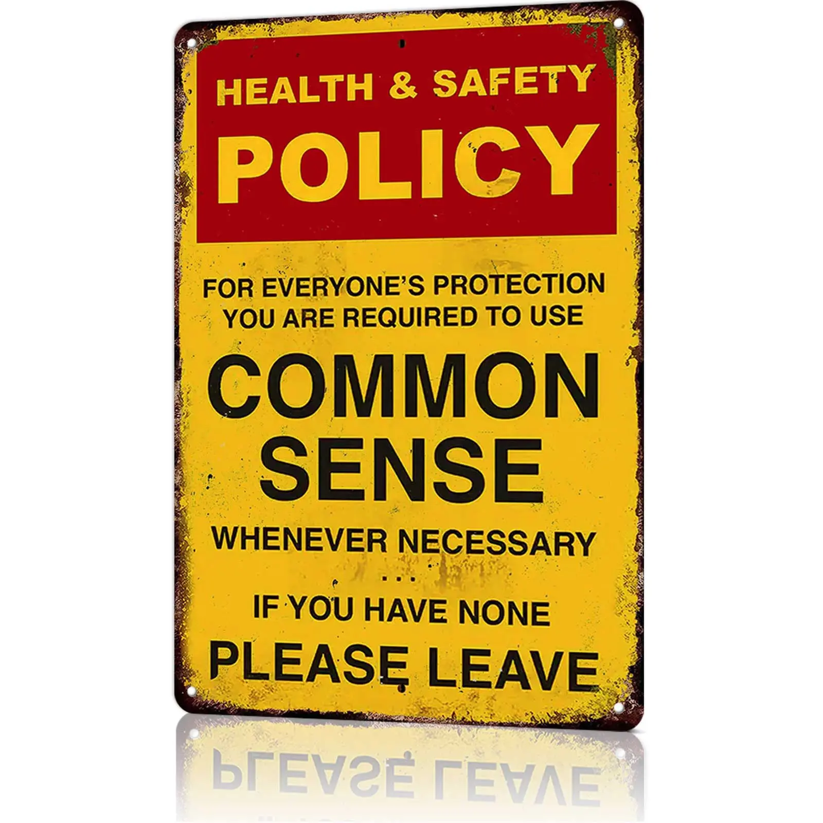 Funny Office Rules Tin Sign - Vintage Metal Health & Safety Policy Wall Decor - Retro Plaque for Home, Bar, Man Cave, and Workplace Decor