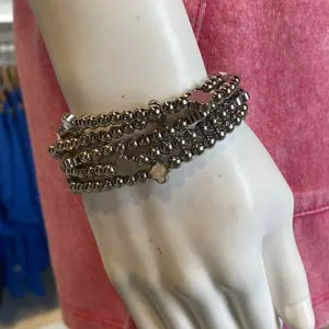 A0325028 Stackable Silver Beaded Cross Bracelet