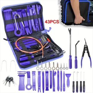 43-Piece Car Interior Removal Tool Set, Includes Plastic Pry Bar, Fastener Remover, Essential Auto Repair Tools, Blue Color