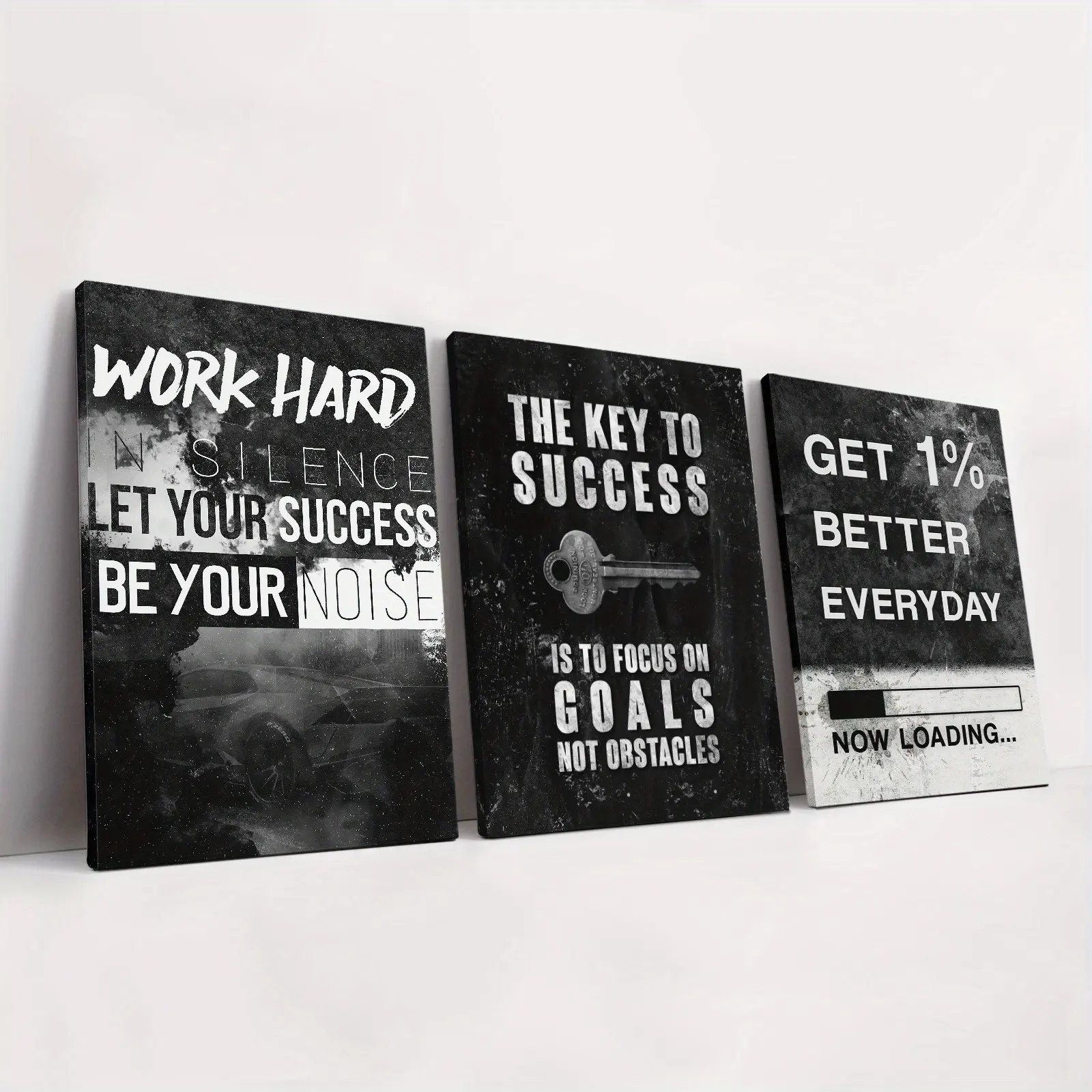 3pcs Framed Monochrome Artistic Canvas Posters - 12*8inch(30*20cm) Inspirational Text Wall Arts, Large Text Wall Decor for Bedroom, Office, Home Decor Supplies