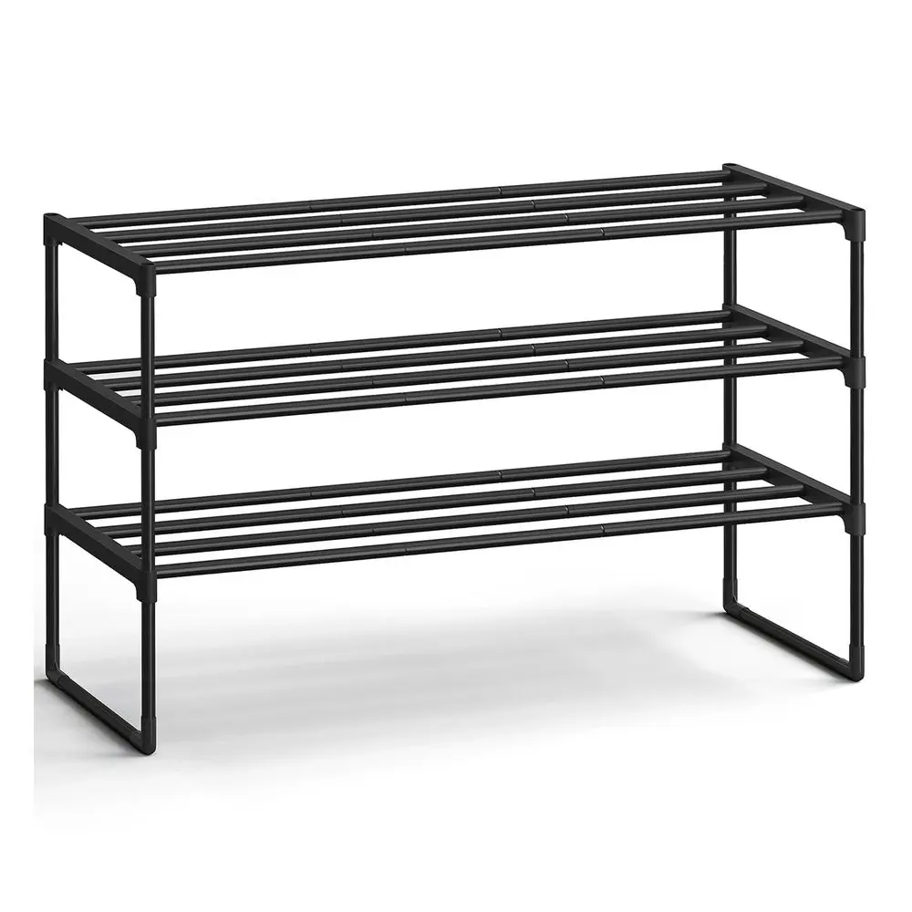 SONGMICS Shoe Rack, 3-Tier Shoe Organizer, Metal Storage Shelf, Upright or Upside Down, for 16-20 Pairs, Stackable, for Entryway, 11.8 x 36.2 x 21.7 Inches