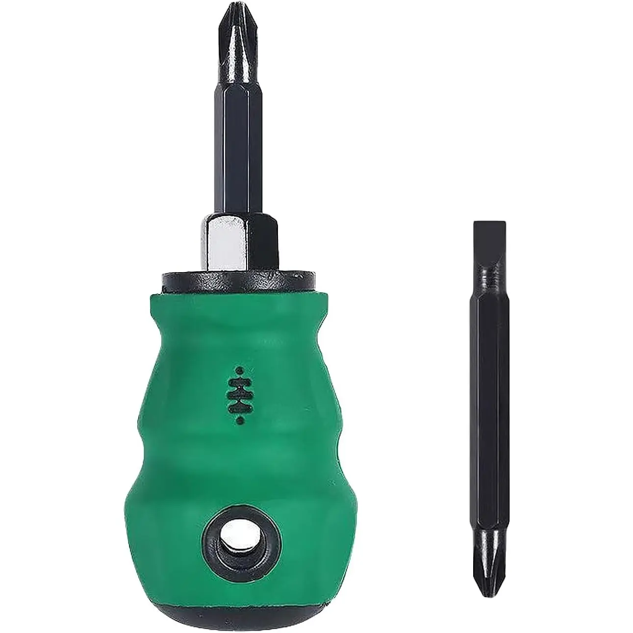 2-in-1 Stubby Screwdriver Set, 2-Bit Interchangeable Precision Tool with 3.19 inches Alloy Steel Nickel-Plated Tips, Anti-Slip Grip, Enhanced Control, Corrosion Resistance, Durability for Tight Spots, Electronics Repair
