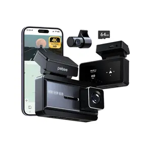 4K Dual Recording Car DVR Camera, Dash Cam Front & Rear with 64GB SD Card, 4K+1080P Dual Dash Camera, Built-in WiFi, GPS, ADAS, BSD, LCA, APP & Voice Control, HD Screen Car Dash Cam