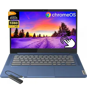 Lenovo 2026 Slim 3 14" FHD Touchscreen Chromebook | 8-Core MediaTek 520, Up to 16GB RAM, 64GB eMMC+128GB Micro SD, 13.5H Battery, WiFi 6, Chrome OS, Student Business Laptop with Bundle Accessory