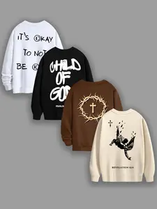 Men's Letter & Graphic Print Drop Shoulder Sweatshirt, Casual Streetwear Sweatshirt, Casual Soft Comfy Long Sleeve Round Neck Pullover for Fall & Winter, Men's Clothes for Daily Wear