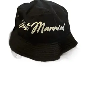 Custom Bucket Hats - Black with "Just Married" White Embroidery Design