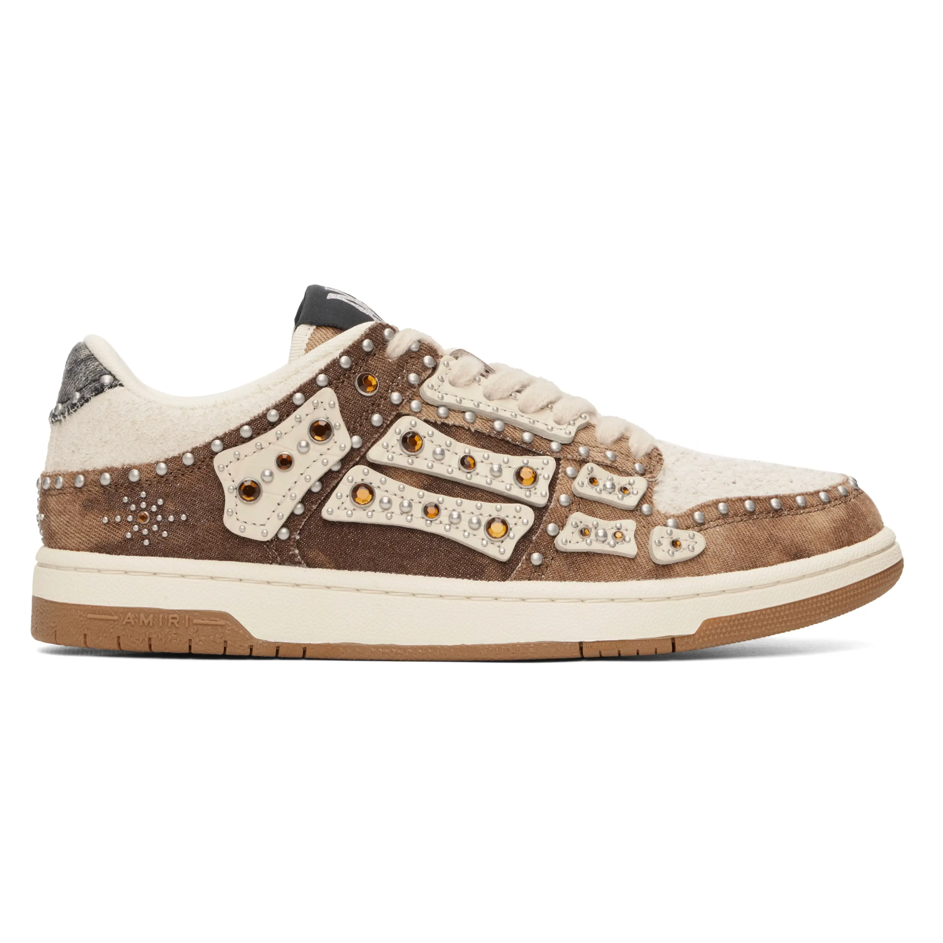 Amiri Stud Skel Top Low Sneaker "Dark Brown" Size 14M (MSRP: $890.00)