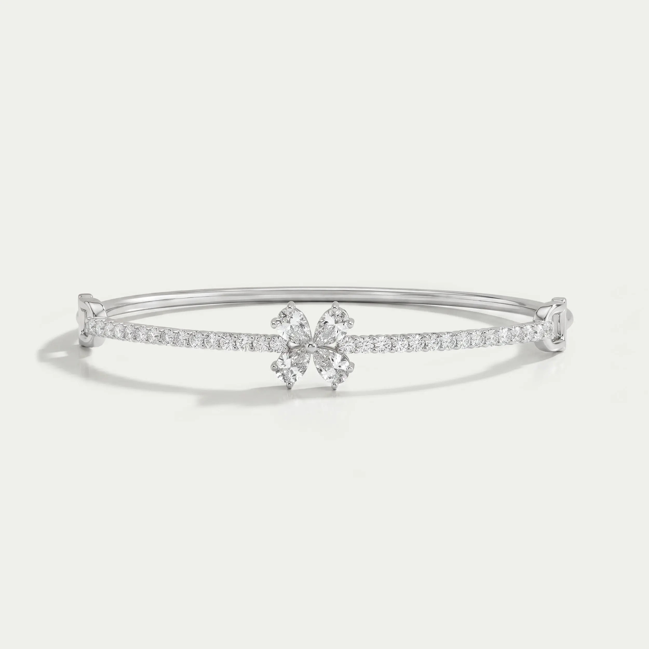 Flower Shape Pear Diamond  Bangle Bracelet