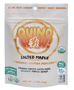 QuinoWow!-Organic Maple Quinoa Popcorn | Oven-Baked | Gluten-Free | Air-Popped | Vegan | Organic Popcorn Snack Packs | Organic Sweet Snack | Organic Quinoa Snacks | QuinoWow! Organic Caramel Popcorn (Salted Maple, Pack of 6)