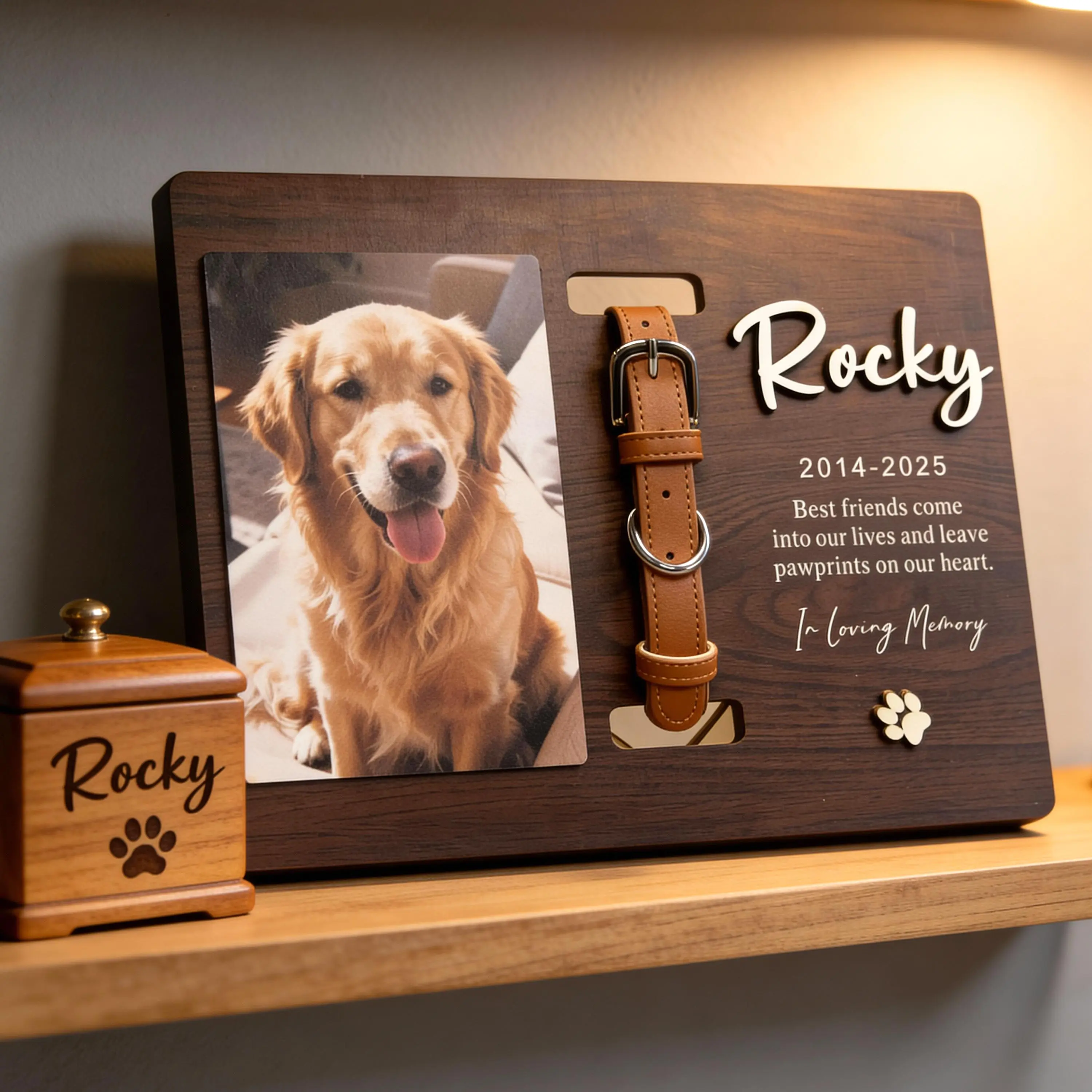 Memorial Pet Collar Sign, Dog Memorial Gifts, Custom Dog Memorial Wood Frame With Collar Holder, Pet Sympathy Gift