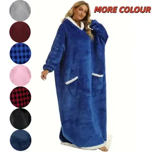 Adult Large Hooded Wearable Blanket, Fleece Blanket Throw, Ultra-Soft Fleece, & Charcoal, Home Casual Clothing, Cozy Loungewear